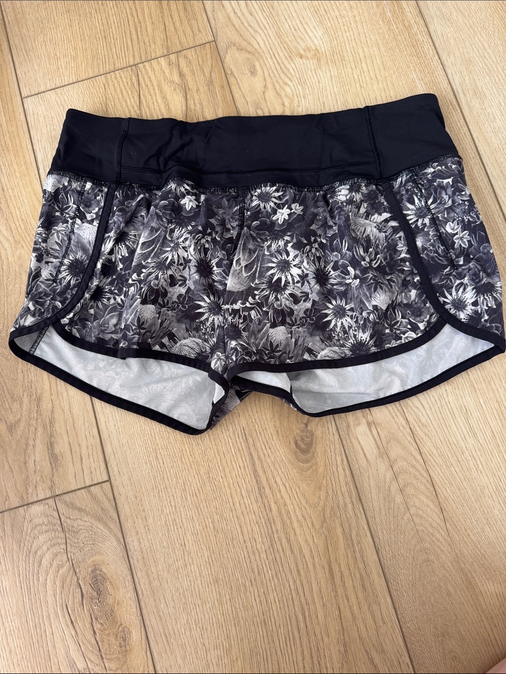 lululemon athletica Black & White Floral Athletic Shorts